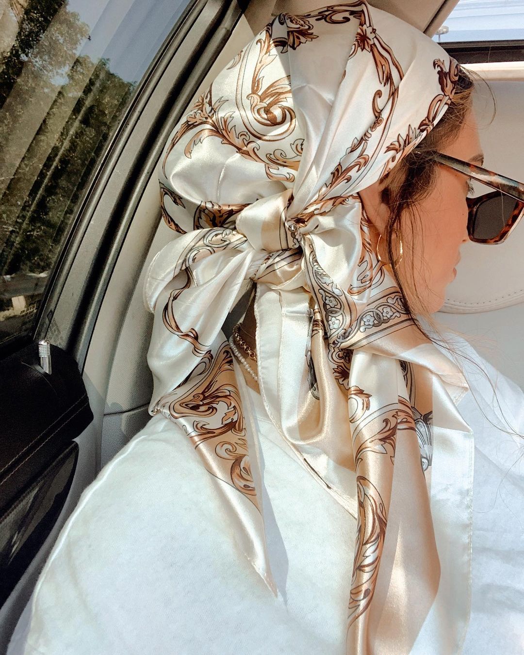 Silk Neck Scarf - Satynowy kwadratowy szalik damski muzułmański hidżab