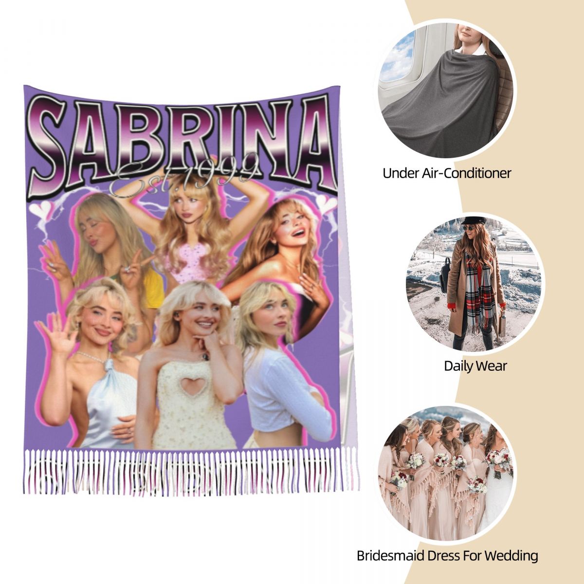 Szal Sabrina Carpenter lata 90 – Pashmina Wrap Large recenzja i cena