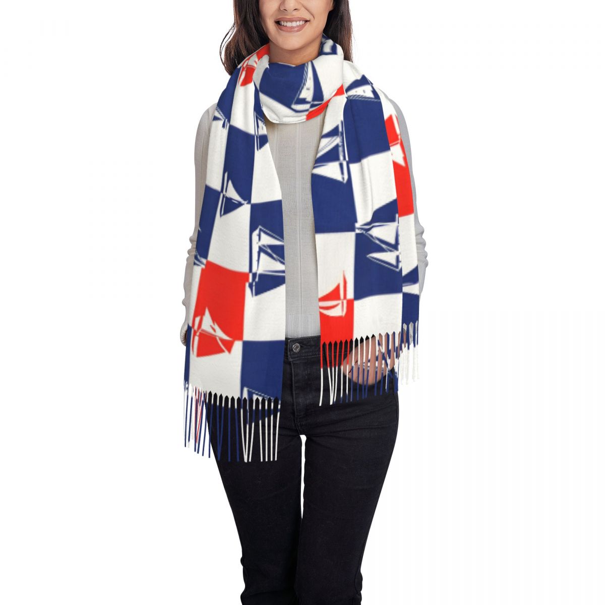 Szal z motywem żaglówki, ocean – Pashmina Wrap Large recenzja i cena