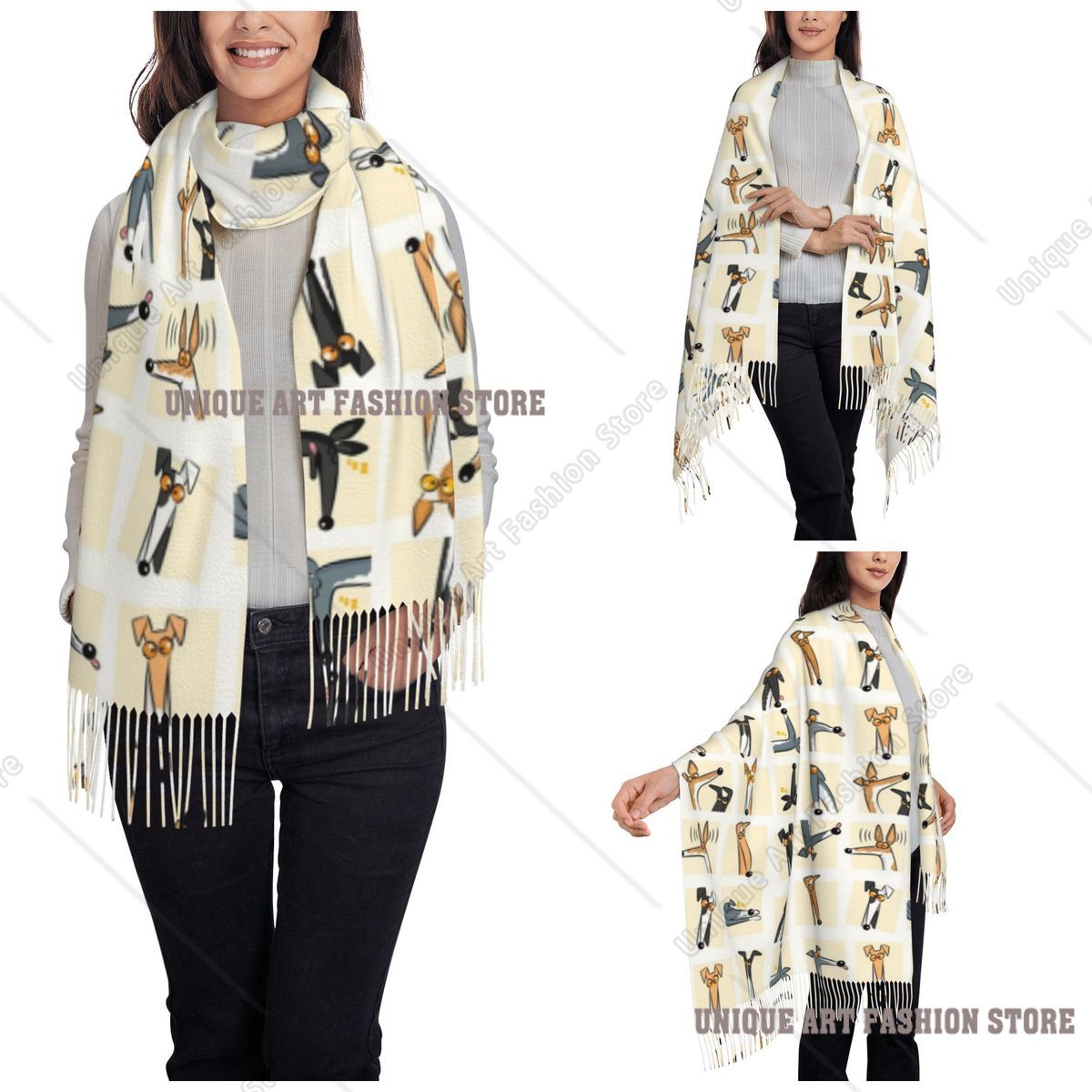 Damska chusta z frędzlami, kre – Pashmina Wrap Large recenzja i cena