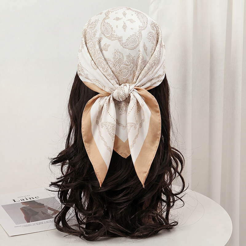 Vintage Beżowa Apaszka Kwadrat – Silk Neck Scarf recenzja i cena