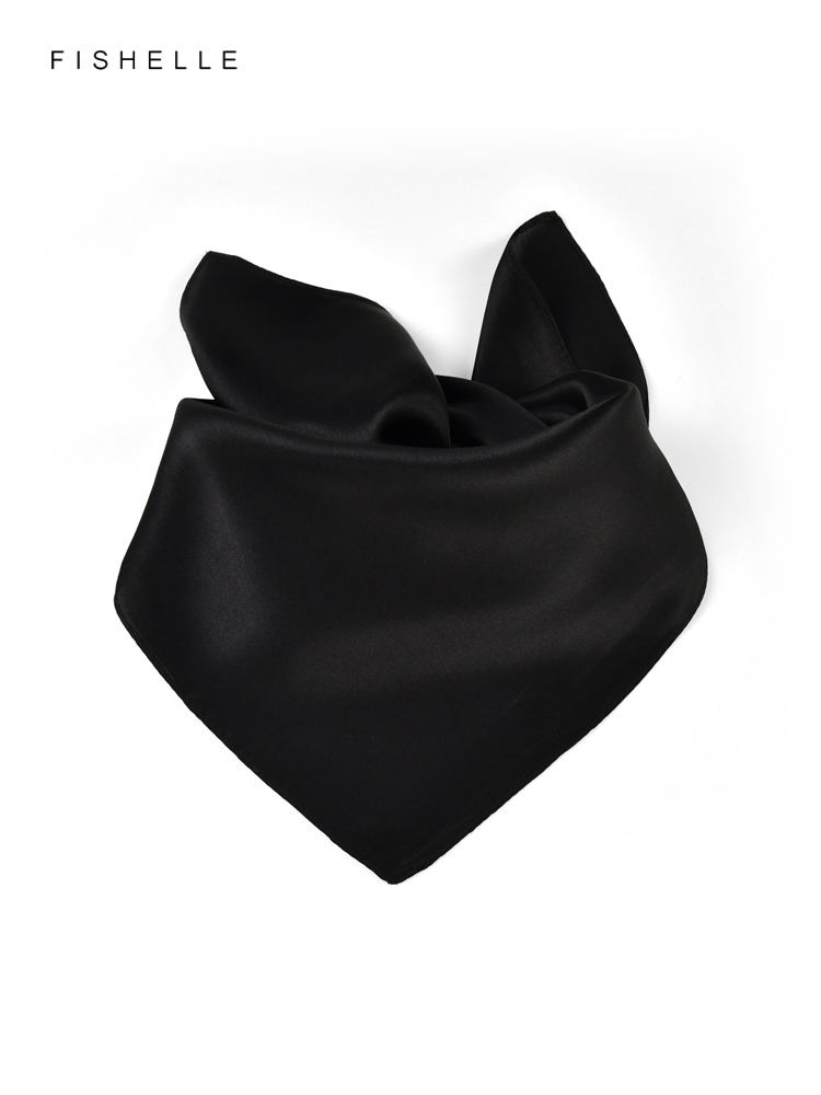 Jednolity kolor czarny czysty  – Silk Neck Scarf recenzja i cena