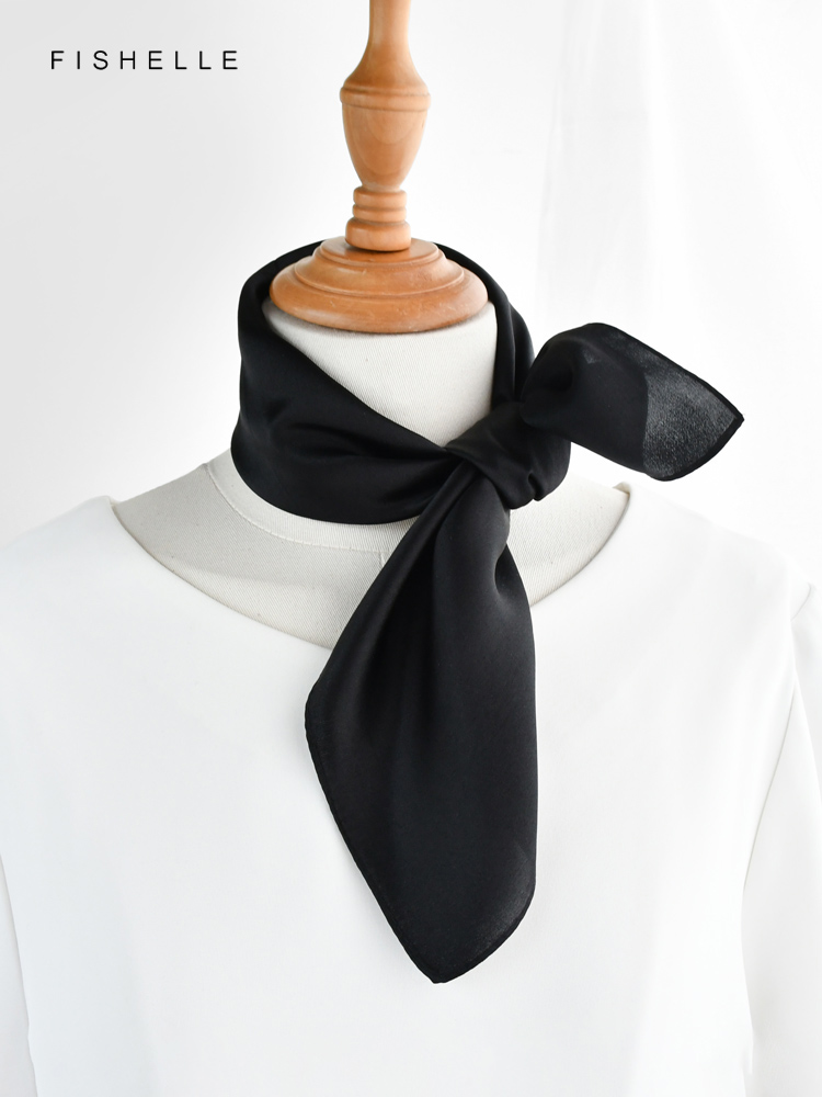 Jednolity kolor czarny czysty  – Silk Neck Scarf recenzja i cena